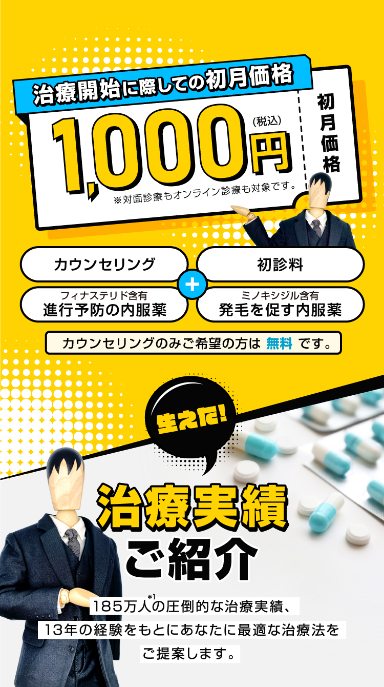 治療開始に際しての初月価格1000円 治療実績ご紹介