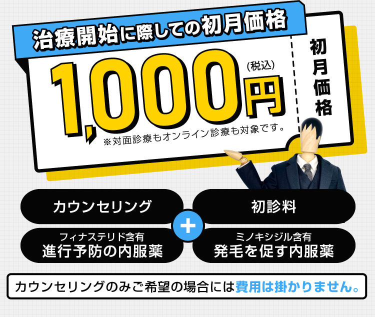 治療開始に際しての初月価格1000円